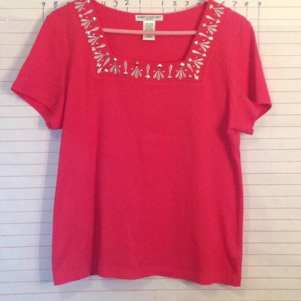 REBECCA MALONE - embellished square neck  LP dk pink
